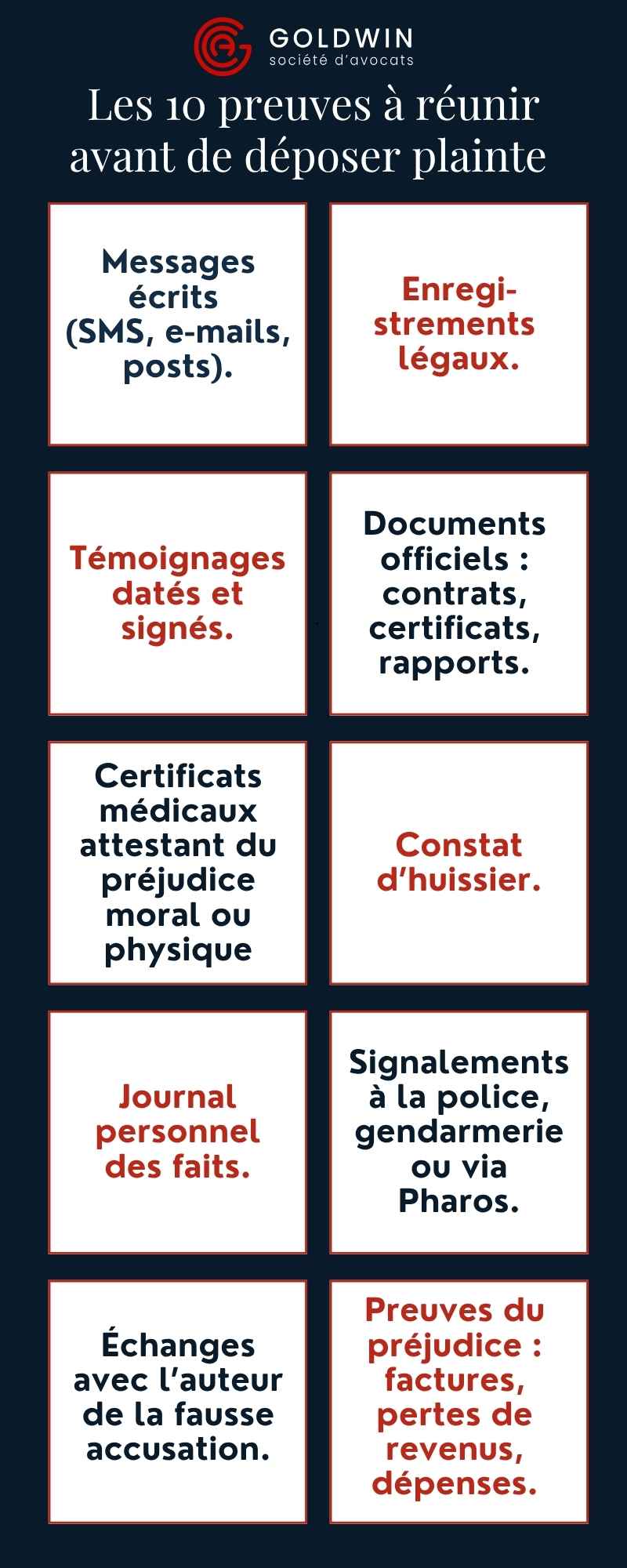 10 preuves avant de déposer plainte